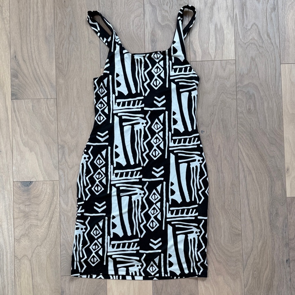 Urban Outfitters Black and White Geometric Mini Dress